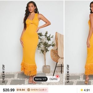 SHEIN Yellow Fringe Dress